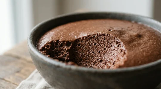 Mousse au chocolat aérienne et stable avec texture parfaite révélant sa structure mousseuse