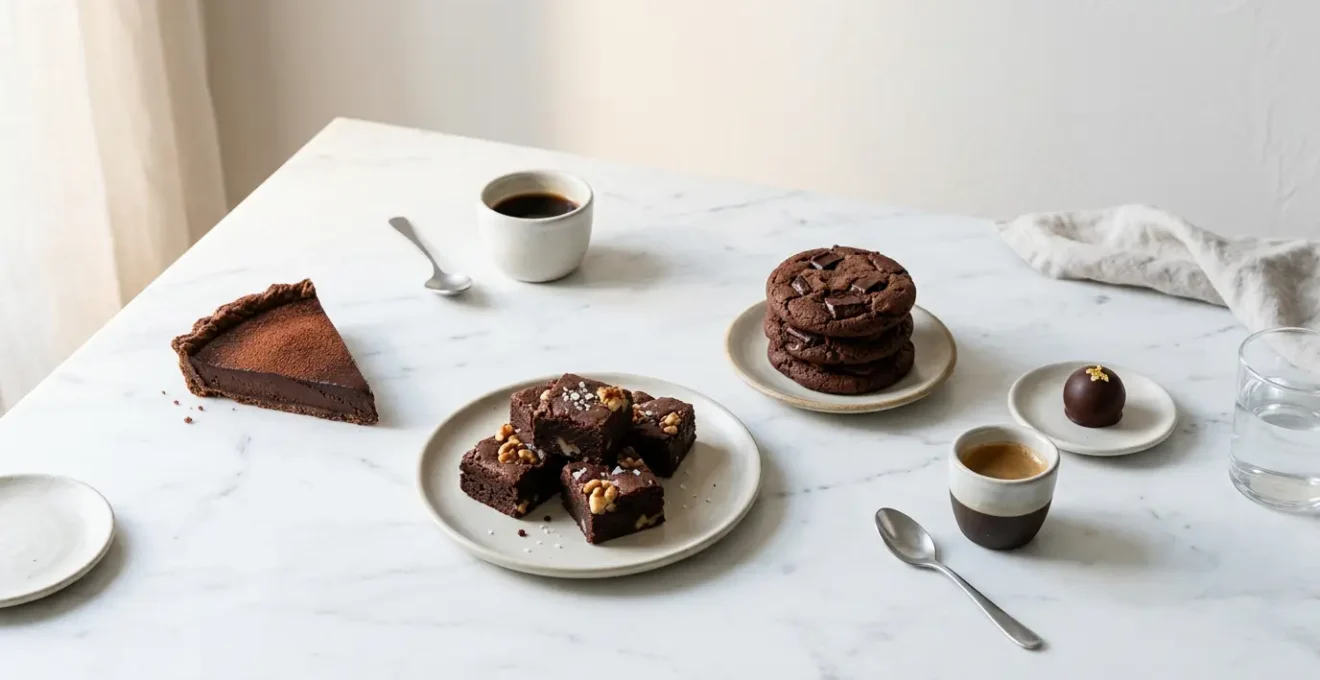 Variété de gourmandises au chocolat présentées de manière élégante