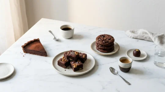Variété de gourmandises au chocolat présentées de manière élégante