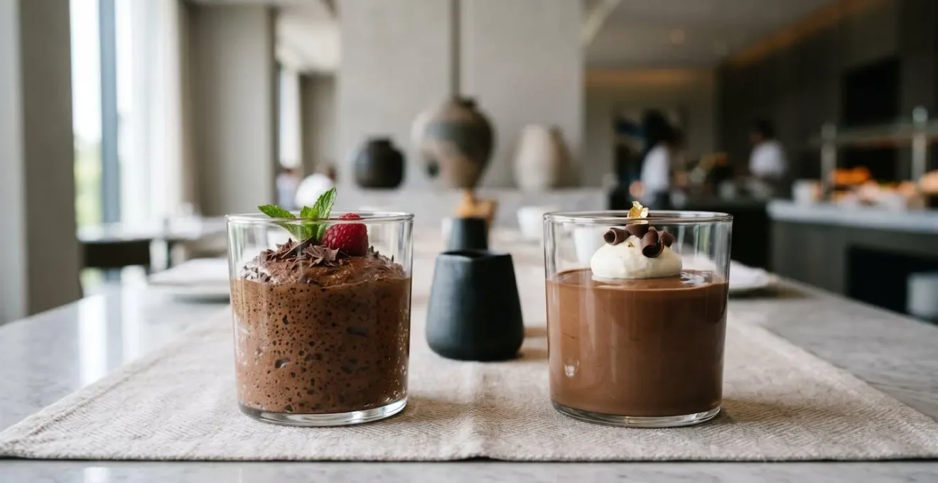 Comparaison visuelle entre mousse aux œufs et mousse à la crème dans un contexte de service prolongé