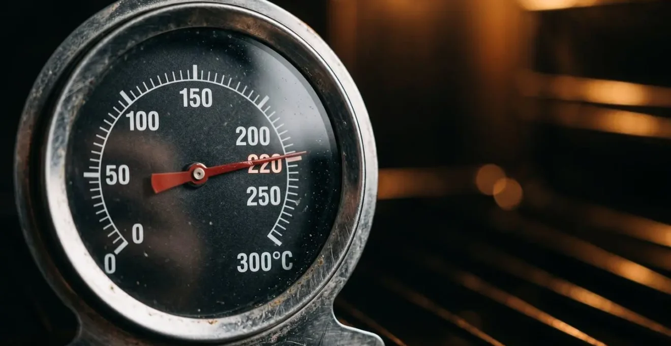 Thermomètre de four professionnel accroché dans un four pour vérifier la température réelle de cuisson